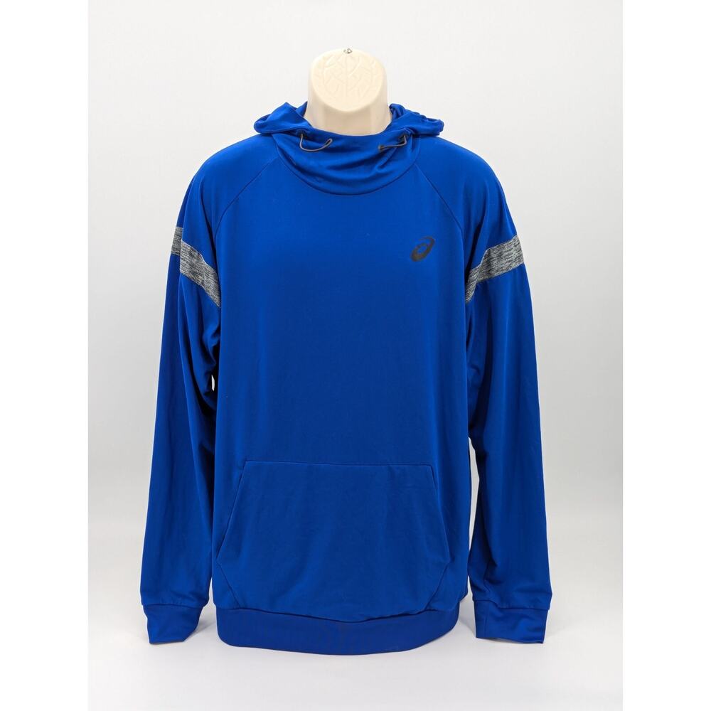Asics Running Men's Blue Motion Dry Pullover Hoodie Long Sleeve Size XL